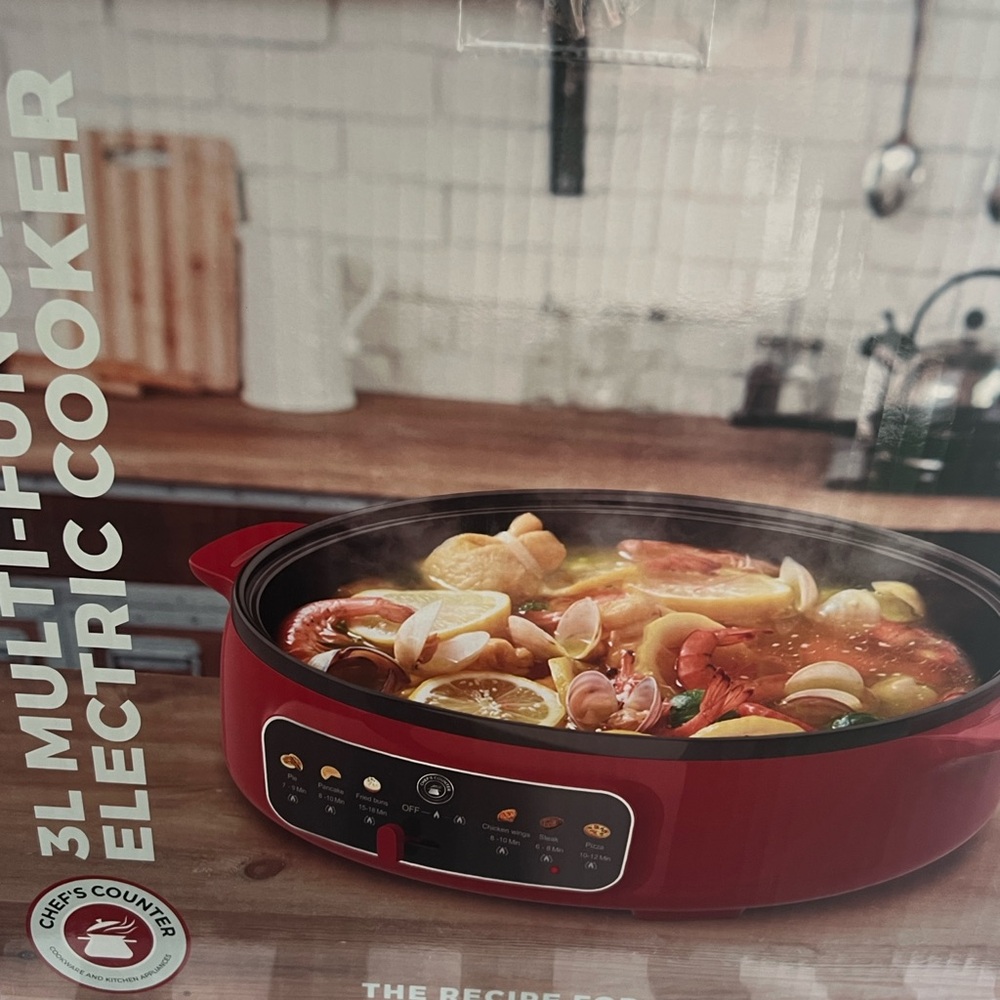 3L Multi-Function Electric Cooker - Red